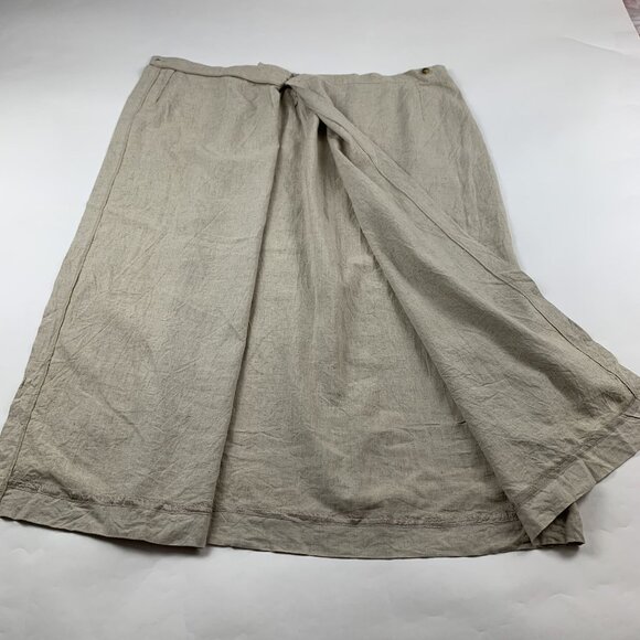 Vintage Requirements Natural Linen Wrap Maxi Skirt 14 USA Made - Picture 2 of 5